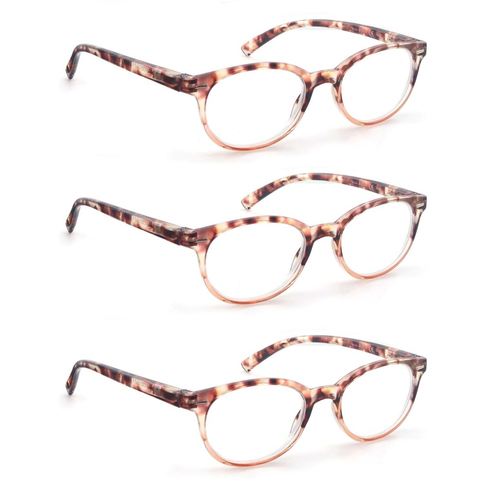 OLOMEE Reading Glasses Women Cute Small Round Readers +1.00 for Small Head/Petite Face,Tortoiseshell Lightweight Cheaters Reading Glasses w/Comfortable Spring Hinges 3 Pack