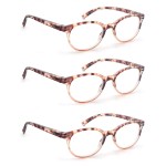 OLOMEE Reading Glasses Women Cute Small Round Readers +1.00 for Small Head/Petite Face,Tortoiseshell Lightweight Cheaters Reading Glasses w/Comfortable Spring Hinges 3 Pack