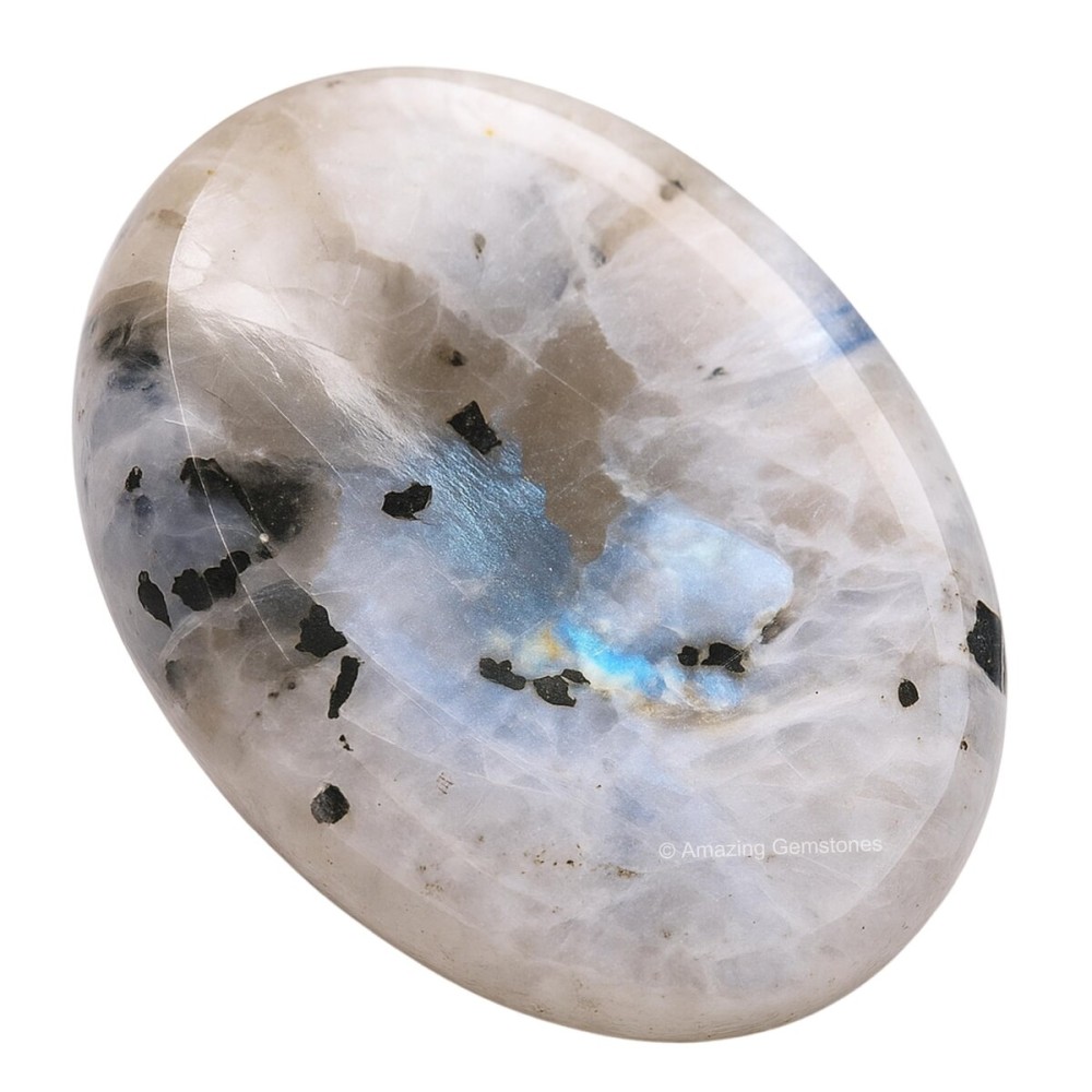 Amazing Gemstone Rainbow Moonstone Worry Stone Crystals, Healing Stones