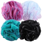 BTYMS 4 Pieces 75g/pc Shower Loofahs Large Bath Sponge Mesh Pouf Wash Puff Shower Poof Body Loofas for Bathing