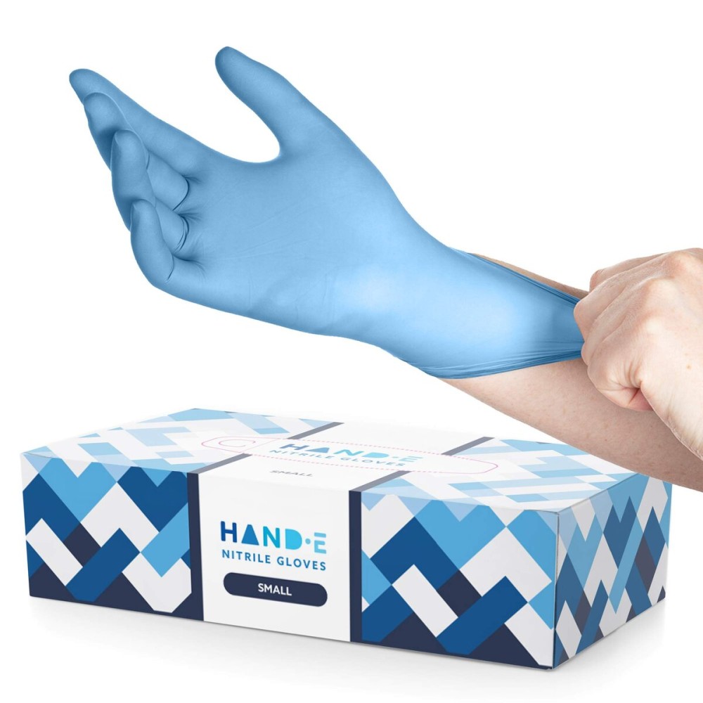 Hand-E Touch Blue Nitrile Disposable Gloves Large 100 Count - Latex Free Medical Exam Gloves, Powder Free, Food Safe, Cooking