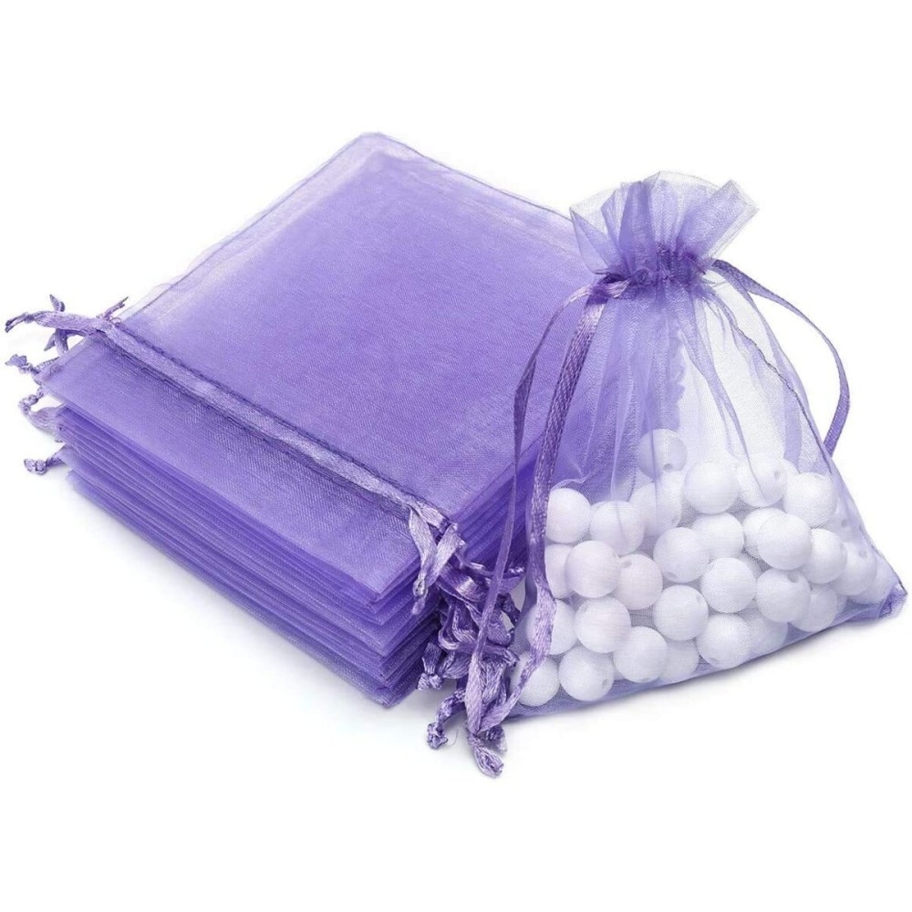 Akstore 100PCS 4x6(10x15cm) Drawstring Organza Jewelry Favor Pouches Wedding Party Festival Gift Bags Candy Bags (Light Purple)