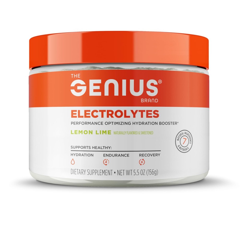 The Genius Brand Genius Electrolytes - Electrolyte Powder for Active Lifestyles - Supports Hydration, Energy, Endurance, Muscle Growth & Recovery - Lemon Lime - 30 Servings