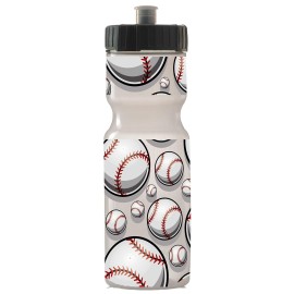 50 Strong 22oz Kids Sports Squeeze Water Bottle - BPA-Free with Pull Top Cap - Durable & Reusable for School, Boys & Girls - Made in USA - Baseball Theme