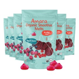 Amara Smoothie Melts - Beets n\' Berries - Baby Snacks Made With Fruits and Vegetables - Healthy Toddler Snacks For Your Kids Lunch Box - Organic Yogurt Melts - 6 Resealable Bags