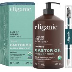 Cliganic Organic Castor Oil, 100% Pure (16oz with Eyelash Kit) - For Eyelashes, Eyebrows, Hair & Skin | Bulk, Natural Cold Pressed Unrefined Hexane-Free | DIY Carrier Oil