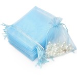 Akstore 100PCS 4x6(10x15cm) Drawstring Organza Jewelry Favor Pouches Wedding Party Festival Gift Bags Candy Bags (Pale Blue)