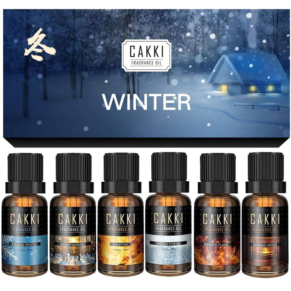 CAKKI Winter Essential Oils Set - 6 Scents for Diffusers, Candles, Soaps, Gifts