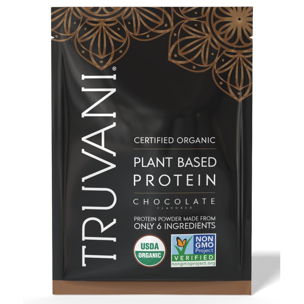 Truvani Vegan Pea Protein Powder | Chocolate | 20g Organic Plant Based Protein | 1 Serving | Keto | Gluten & Dairy Free | Low Carb | No Added Sugar