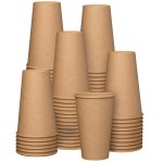 GUSTO [100 Count Kraft Disposable Paper Cups, Hot Coffee Cups Brown Unbleached - Eco-Friendly Cups (16 oz. - Kraft)