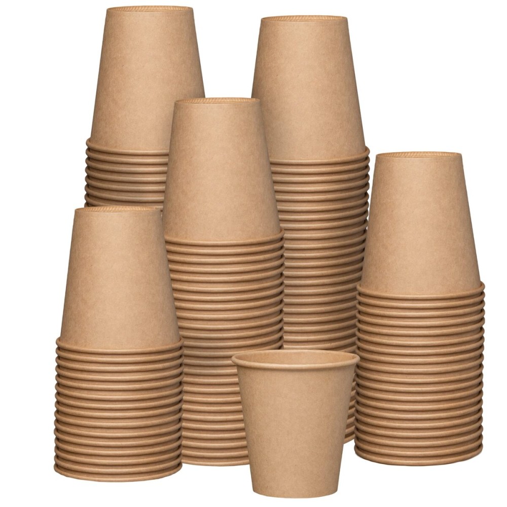 GUSTO [10 oz. - 100 Count Kraft Disposable Paper Cups, Hot Coffee Cups Brown Unbleached - Eco-Friendly Cups (Formerly Comfy Package)