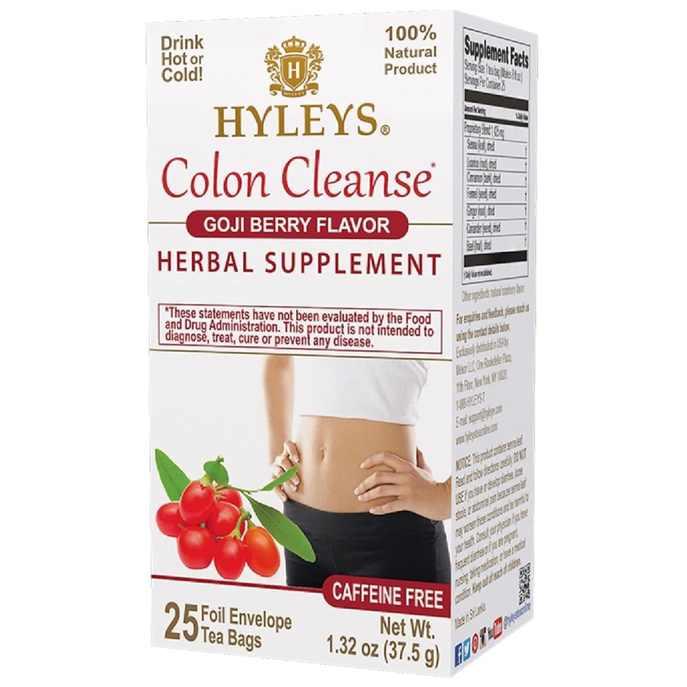Hyleys Colon Cleanse Tea Goji Berry Flavor - 25 Tea Bags (12 Pack - 300 Tea Bags Total)