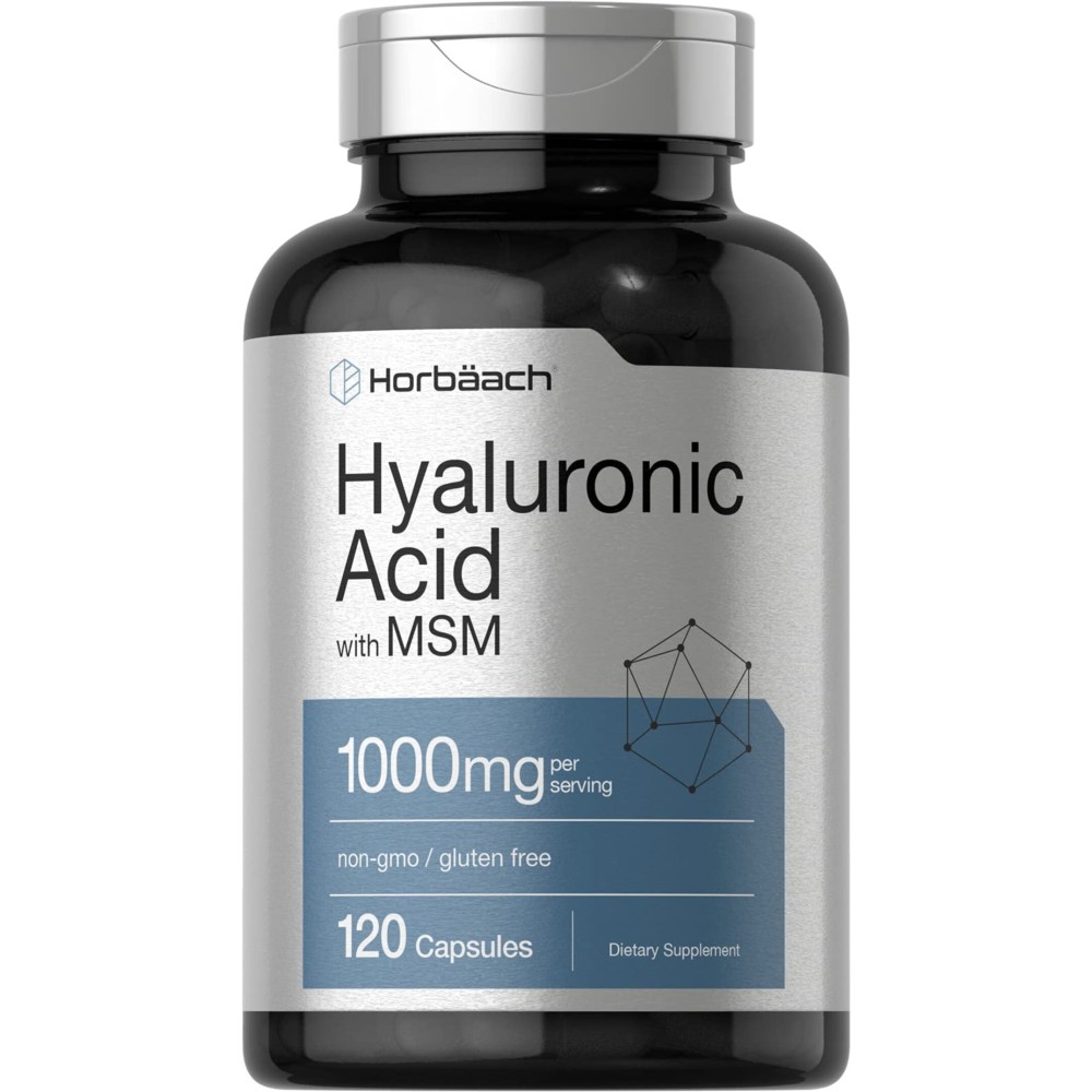 Horbach Hyaluronic Acid with MSM | 1000 mg | 120 Capsules | Non-GMO and Gluten Free Supplement | Bioavailable Formula