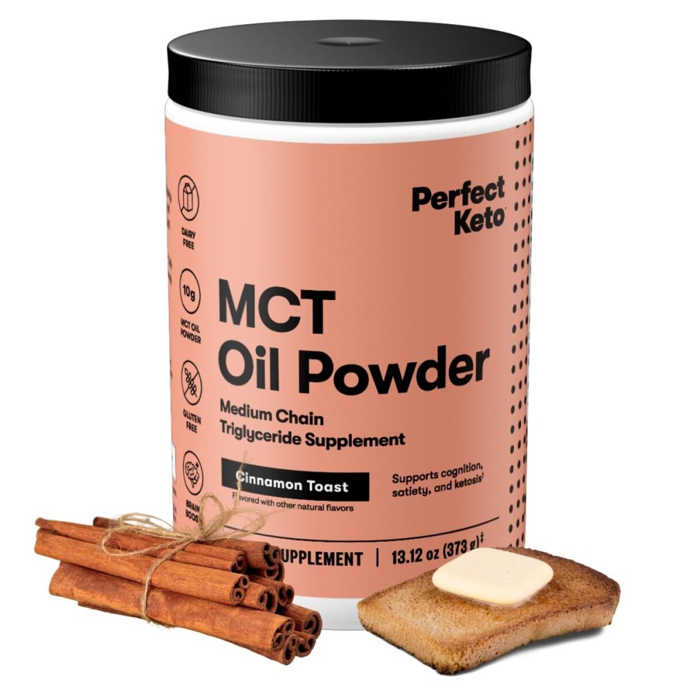 Perfect Keto 7g MCT Oil Powder, Medium Chain Triglycerides Supplement, Non Dairy Coffee Creamer for Keto Diet, Ketogenic MCT Oil Mix for Coffee, Smoothie, Protein Shakes, Cinnamon Toast, 30 Servings