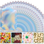 ANZNKU 50 Pack Holographic Bags, 5 x 7 Resealable Small Baggies, Foil Pouch Rainbow Color Packaging Bags for Small Business, Plastic Zipper Bag for Food Storage Candy & Jewelry Packaging