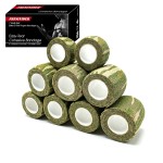 FRESINIDER 9 Rolls Self Adhesive Wrap Athletic Tape Gauze, Breathable Elastic Cohesive Bandage for Sports Injury & Pet (7 Pcs 2 x 5 Yards + 2 Pcs 1 X 5 Yards) (Forest Camo)