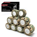 FRESINIDER 9 Rolls Self Adhesive Wrap Athletic Tape Gauze, Breathable Elastic Cohesive Bandage for Sports Injury & Pet (7 Pcs 2 x 5 Yards + 2 Pcs 1 X 5 Yards) (German Woodland Camo)