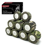 FRESINIDER 9 Rolls Self Adhesive Wrap Athletic Tape Gauze, Breathable Elastic Cohesive Bandage for Sports Injury & Pet (7 Pcs 2 x 5 Yards + 2 Pcs 1 X 5 Yards) (Woodland Camo)