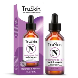 TruSkin (B3) Niacinamide Serum for Face - Minimize Appearance of Pores, Balance Moisture & Tone, Hydrate & Soothe with Hyaluronic Acid, Vitamin E, Aloe & Avocado Oil, 1 fl oz