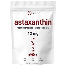 Micro Ingredients Astaxanthin 12mg, 120 Softgels, ..
