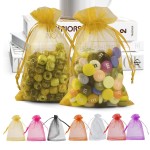 ANZNKU 50 Pack Organza Bags 4 x 6 inch Small Mesh Bags, Premium Gold Favor Bag with Drawstring, Sheer Mesh Bag, Gift Pouches Small Size, Jewelry Pouches for Wedding Party Christmas