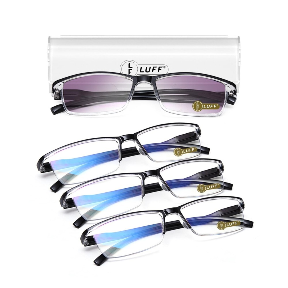LUFF 4PCS Anti-Blu-Ray Reading Glasses Uv400,Sun Readers With Spring Hinges(1.5X)