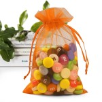 ANZNKU 50 Pack Organza Bags 4 x 6 inch Premium Sheer Drawstring Small Gift Bags for Halloween Candy Jewelry Party Wedding Halloween Christmas Favor (Orange)
