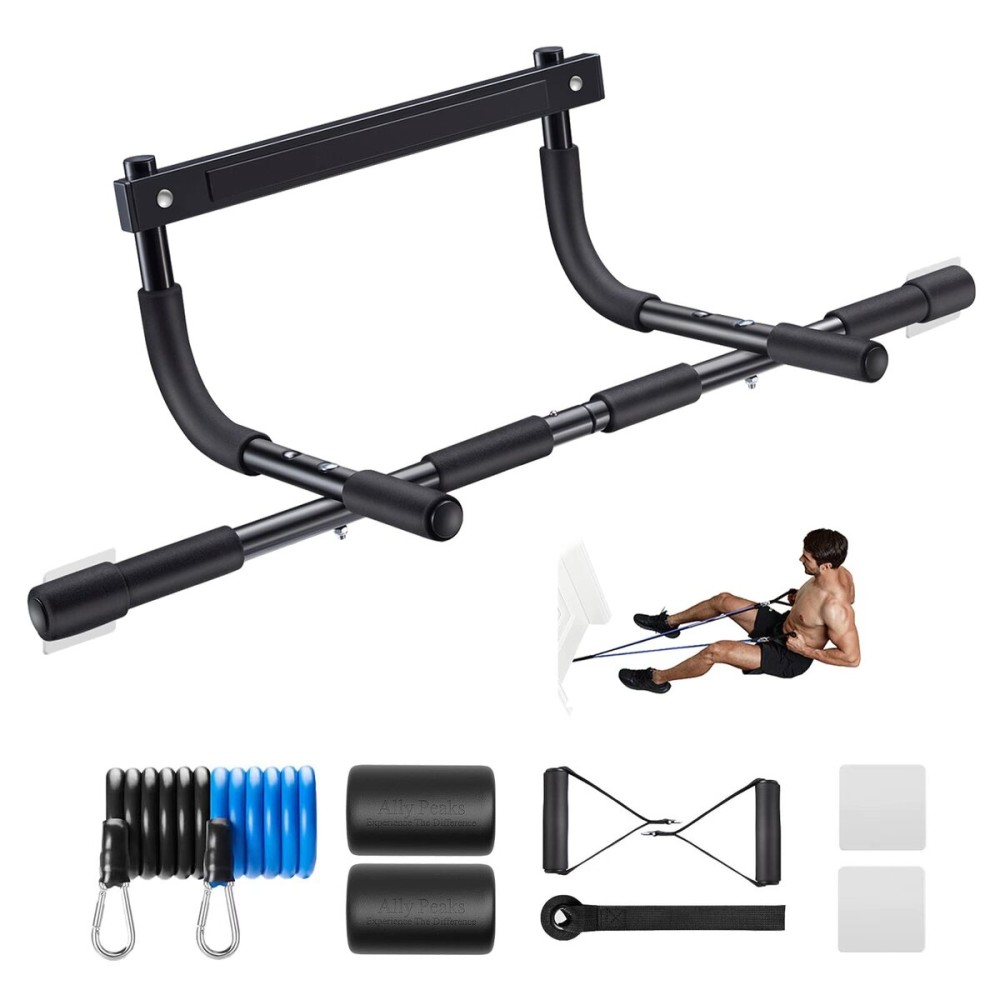 Ally Peaks Pull Up Bar for Doorway | Thickened Steel Max Limit 440 lbs Upper Body Workout| Multi-Grip Strength| Indoor Chin-Up Bar Fitness Trainer for Home Gym Portable