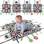teytoy Tummy Time Floor Mirror, Double High Contrast Play and Pat Activity Mat Black and White Baby Crinkle Toys with Teether, Great Gift for Infants Boys and Girls -Pack of 4