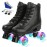 YYW Roller Skates for Women Men, High Top PU Leather Classic Double-Row Indoor Outdoor Roller Skates for Beginner a Shoes Bag (Black Flash Wheel, 41)