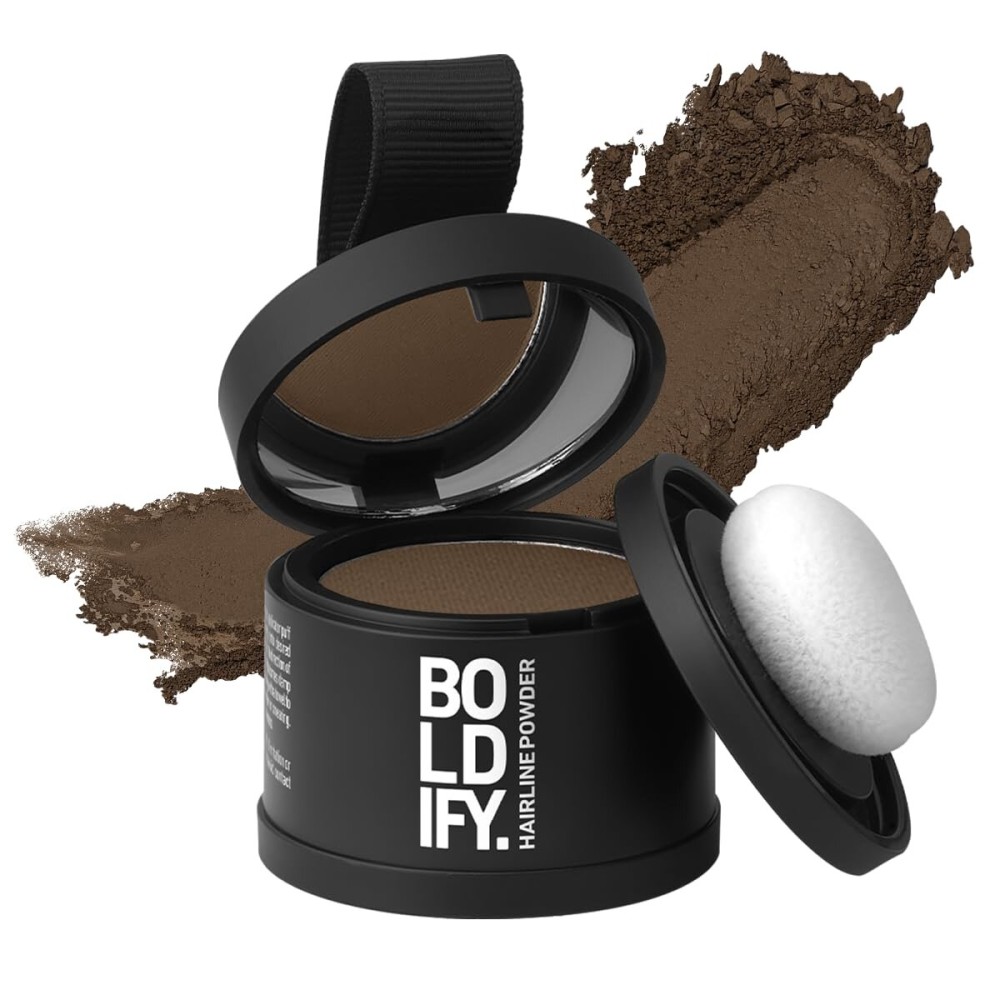 BOLDIFY Hairline Powder - Root Touch Up Hair Color for Gray Coverage - Bald Spot Concealing Hair Powder for Women & Men - 24-Hour Stain-Proof - Light Brown