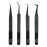M LASH Tweezers for Eyelash Extensions (Set of 4) - Professional Lash Extension Tweezers - Fiber Tip, Japanese Steel, Diamond Grip Eyelash Extension Tweezer set (Black)