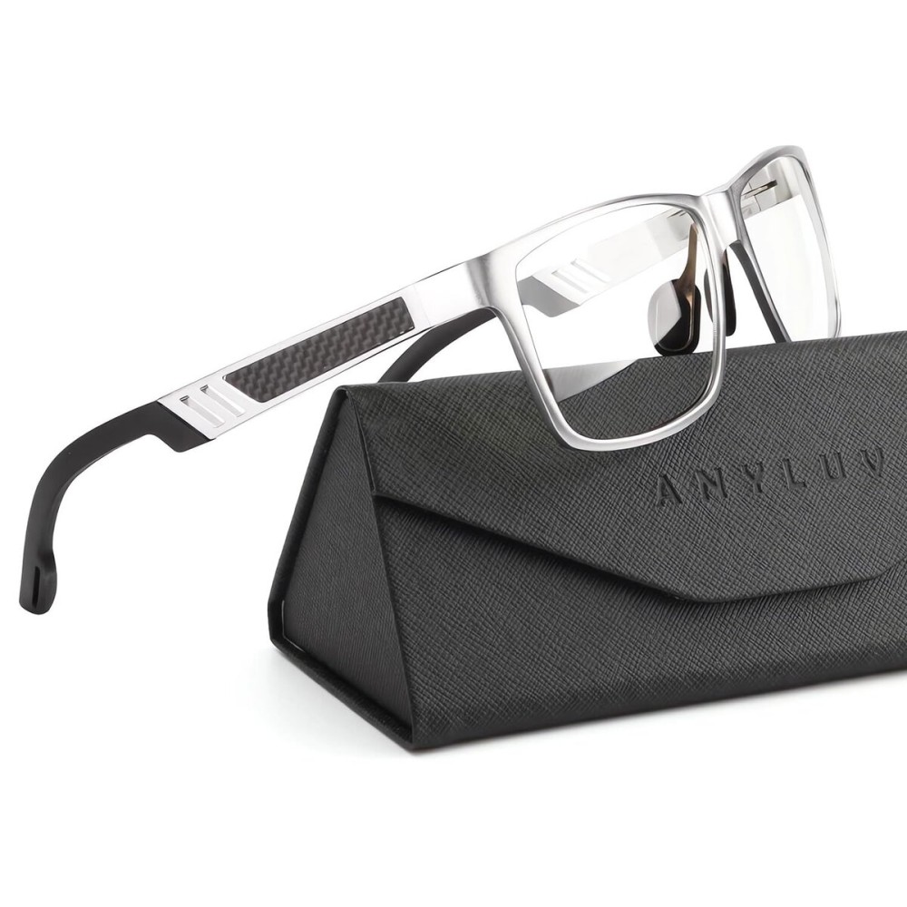 ANYLUV Blue Light Blocking Glasses Men Computer Gaming Glasses Lightweight Al-Mg Metal Anti Eyestrain Eye Protection