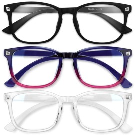 Gaoye Stylish Blue Light Glasses for Woman - Computer Glasses for Blue Light Blocking - Lightweight Frames - 3 pack