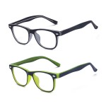 Outray Kids Computer Blue Light Blocking Glasses for Boys and Gilrs Age 3-12 Anti Eyestrain (Set Black+Green, 46)
