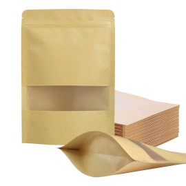 FireKylin 100 Pcs Resealable bags,5.9 x 8.6 Stand Up Paper Bags with Matte Window, Zipper Food Storage Bags for Packaging Products, Reusable, Sealable