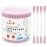 HOMEFOX Pink Cotton Swabs Spiral - 200 Count Organic Cotton Buds Double Side Tightly Wrapped Cotton Tips Paper Stick Soft Gentle Lint-Free Cruelty-Free, Round & Spiral (Pink)