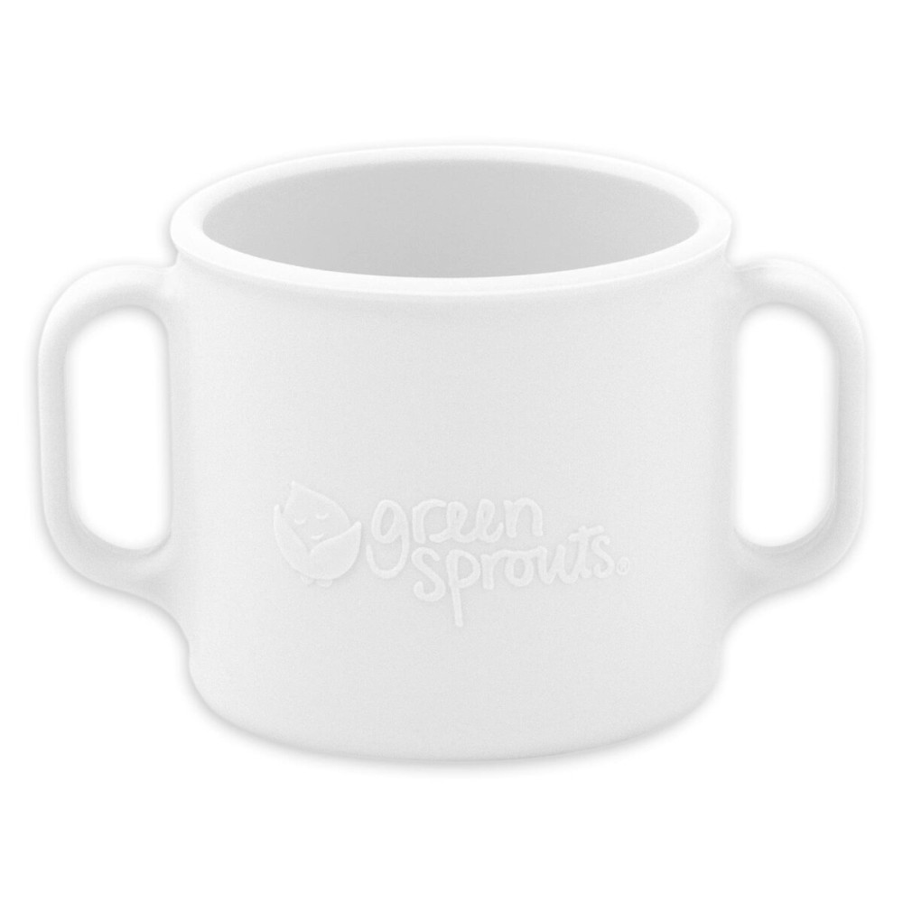 green sprouts Learning Cup | Silicone Helps Avoid Harmful Chemicals | Helps Toddler Develop Independent Drinking Skills, 2 Easy-Grip Handles, Heat-Resistant, Dishwasher Safe, White
