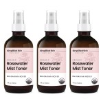 Rose Water Spray for Face & Hair - Pure USDA Organic Rosewater Toner - Refreshing Mist for Skin Care, Makeup & Locs - Natural Rose Scent, 4 Oz (3 Pack)
