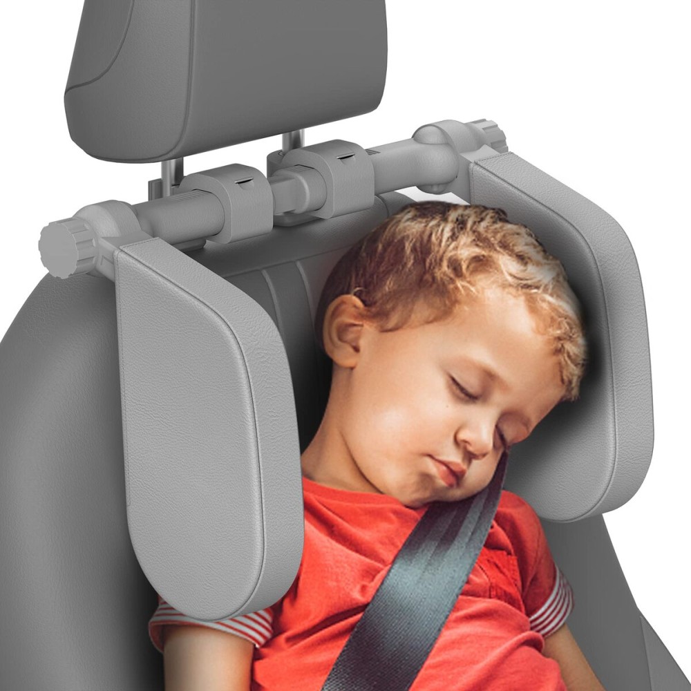 Yoocaa Car Headrest Pillow, Road Pal Headrest, Adjustable Car Seat Head Neck Support, U Shaped Car Sleeping Pillow for Kids & Adults (Grey)