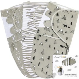 Mama Cheetah Preemie Swaddle Sack, Organic Swaddling Sleep Sacks for Preemies, Preemie Swaddle Blanket Wrap, Easy Swaddles for Premature Baby Boy Girl 4-7 lbs, Newborn Essentials, 3-Pack, Grey