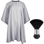 FEBSNOW Professional Hair Cutting Cape with Neck Duster Brush, Salon Barber Cape, Hair Cutting Accessories (Stripe)