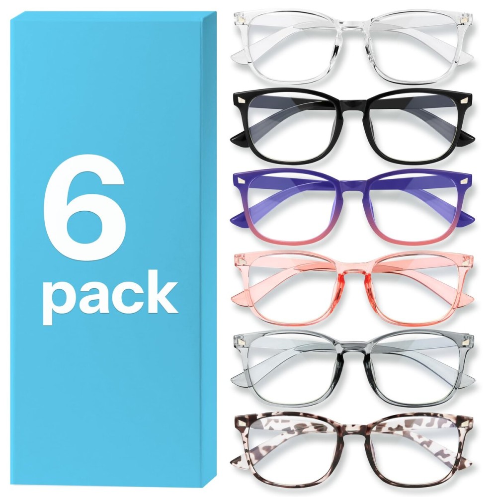 MIGSIR 6 Pack Blue Light Blocking Glasses for Women Men - Stylish Computer & Gaming Glasses, Fashion Square Frame Eyewear