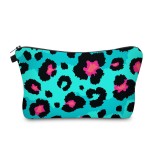 Aiphamy Cute Travel Makeup Bag Cosmetic Bag Small Pouch Gift for Women (Big Leopard Jade Green)