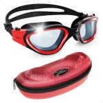 AqtivAqua Swimming Goggles Swim Goggles for Adults Men Women Kids Youth Girls Boys Children DX (Clear-Lenses Red/Black-Frame)