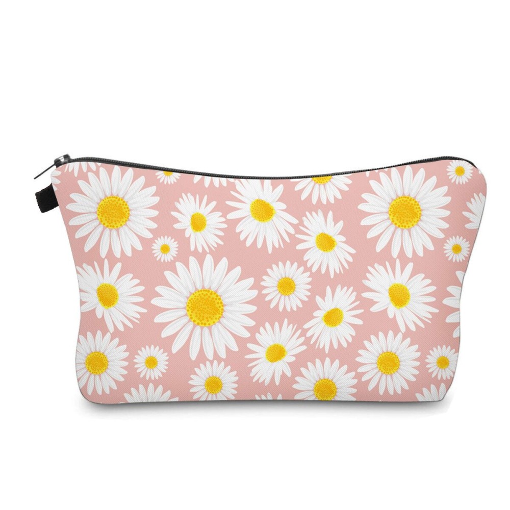 Aiphamy Cute Travel Makeup Bag Cosmetic Bag Small Pouch Gift for Women (Daisy Pink)