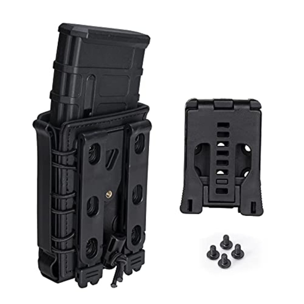 IDOGEAR Mag Pouch 5.56mm Rifle Magazine Pouches 7.62mm Molle Softshell Universal Mag Carrier for M4 AR15 M16 AK Magainzes (z.Black-MOLLE&Belt Clips Set)
