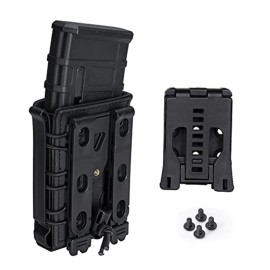 IDOGEAR Mag Pouch 5.56mm Rifle Magazine Pouches 7.62mm Molle Softshell Universal Mag Carrier for M4 AR15 M16 AK Magainzes (z.Black-MOLLE&Belt Clips Set)