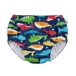 green sprouts baby boys Pull-up Reusable Absorbent Swimsuit and Toddler Swim Diaper, Navy Whale League, 4T US