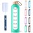 PROBTTL 32 Oz Borosilicate Glass Water Bottle with Time Marker Reminder Quotes, 1 Liter Leak Proof Reusable BPA Free Motivational Water Bottles with Silicone Sleeve and Bamboo Lid (Aqua)